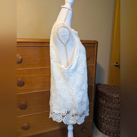 White Boho Lace Loose Fit Tank Top Halter Top Neck XXL - Picture 9 of 15